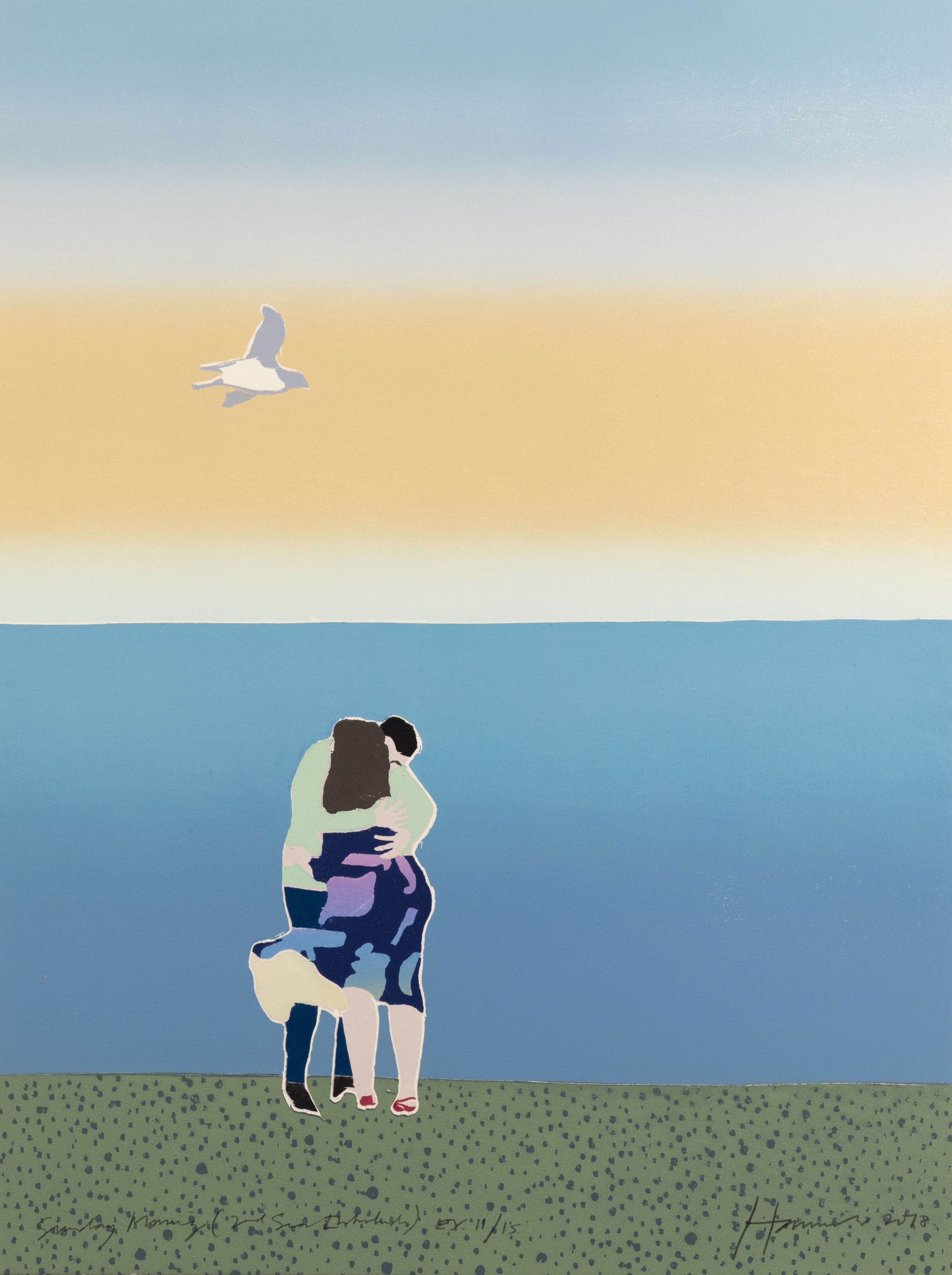 Tom Hammick, (b.1963), Sunday Morning (2nd Sea Interlude), 2018, Edition variable reduction woodcut, E.V 11/15, 70 x 53 cm